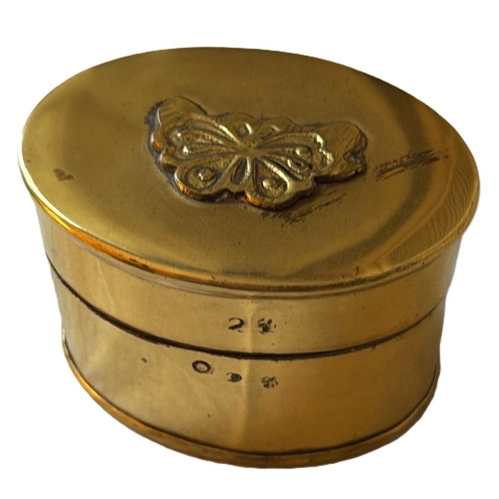Trinket Box Brass Vintage Butterfly Hinged Lid Feminine Coquette Grann Core